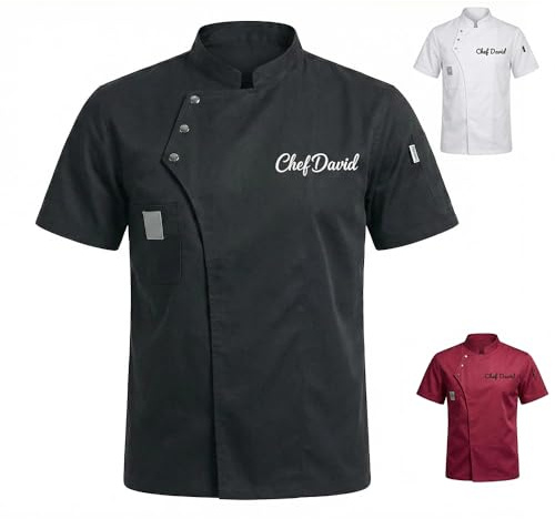 Zopmopae Giacca da chef personalizzabile per uomo e donna, giacca da cuoco personalizzata con nome/testo ricamato, crea la tua camicia da chef