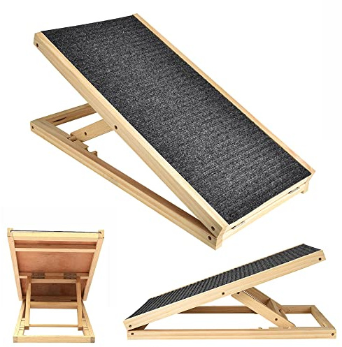 Rampa per cani e animali domestici, altezza regolabile con tappeto antiscivolo, scala di sicurezza per animali domestici, rampa pieghevole per auto furgone, 70 x 35cm, altezza 30-40cm