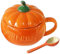 YBK Tech Cute Pumpkin Cup, Soup Bowl, Ceramic Coffee Mug, Large Teacup, Milk Cup with Lid (800ml Bowl+ Spoon), Orange