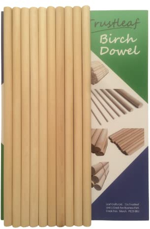Trustleaf Tasselli in legno massiccio di betulla, 12 mm x 30 cm (10 tasselli)