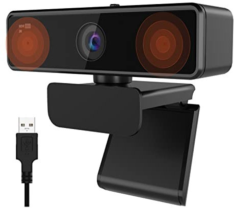 Nuroum V11 Webcam mit Mikrofon für PC, Full HD 1080P/60fps, 1440P/30fps, Rauschunterdrückung/90°Weitwinkel/Abdeckung/Lichtkorrektur, 2K Webcam USB Plug&Play für Mac/Laptop Zoom/Teams