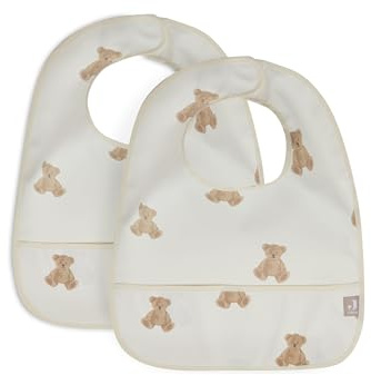 Jollein 029-864-66095 Lot de 2 bavoirs imperméables Motif ourson Blanc