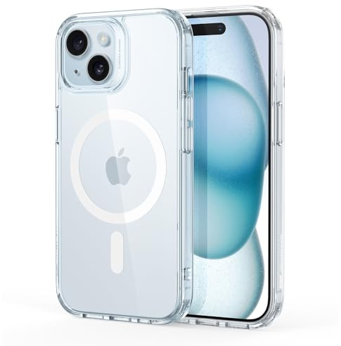 ESR Funda para iPhone 15, Compatible MagSafe, Protección Grado Militar a Prueba Golpes, Funda Magnética para iPhone 15, Funda Híbrida Classic (HaloLock), Azul Transparente