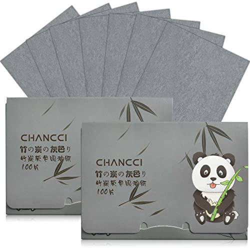 Rapidbok Papel Absorbente de Aceite Facial, 200 Hojas Secantes, Oil Control Paper, Perfume, Hojas Absorbentes de Brillo, Portátil Control de Aceite (Gris)