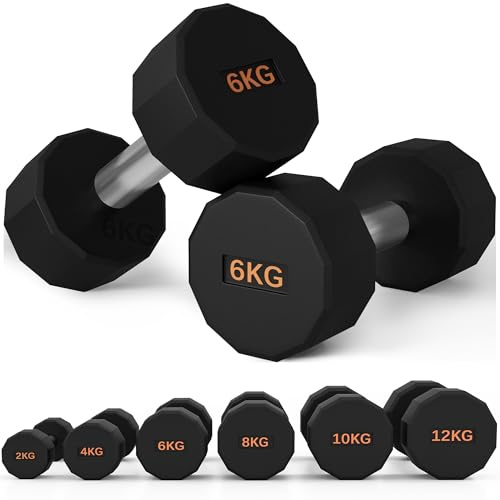 SPORTNOW Set di manubri con 12 pesi e impugnatura antiscivolo, per uomini e donne, per allenamento in casa, in palestra, 2 x 6 kg