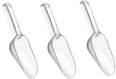 LVVXIXI 3PCS Clear Plastic Ice Scoop, 12 ounces Alec Ice Scoop, Kitchen Scoop for Ice Bucket Ice, Popcorn, Coffee Beans, Flour (12 oz.)