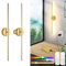 Rechargeable Wall Lights Indoor Set of 2, Detachable Battery Operated Wall Light With Remote & Touch Switch, LED Dimmable Wireless Wall Sconces, 15 Colors, 8000mah,Timer, 360° Rotation, Gold, 80CM
