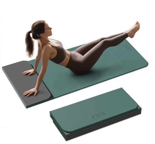 ILILI Foldable Yoga Mat, 10mm Thick, TPE Material, Extra Long 75L x 26W, Soft and Comfortable Folding Mat 0.4 Inches, Easy to Carry and Store, 190*66cm Portable Multi-Functional Use for Yoga, Home Exercise & Outdoor