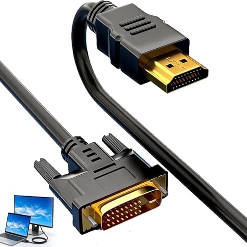 Maoggha 1.5 m Cable Adaptador HDMI a DVI, conexión bidireccional DVI-D 24+1/HDMI, Soporte para resolución Full HD/1080P, para Conectar Dispositivos Hdmi a monitores DVI, televisores y proyectores