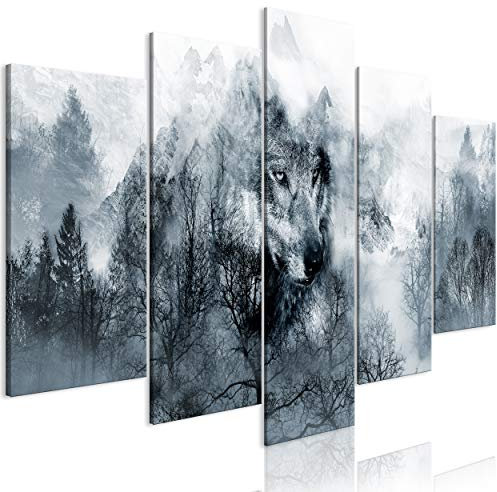 decomonkey Bilder Tiere 200x100 cm 5 Teilig Wandbild Groß Leinwandbild XXL Deko Wohnzimmer Schlafzimmer Büro Wanddeko Leinwand Pictures For Wall Poster Wall Wandbilder Set Natur Abstrakte