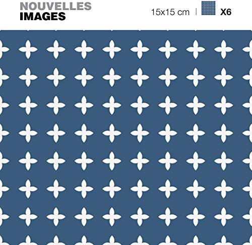 DRAEGER - Piastrelle adesive da Parete - Piastrelle Adesivi per ridisegnare Facilmente i Vostri Interni - Set di 6 Piastrelle adesive Blu con Croce Bianca 15 x 15 cm