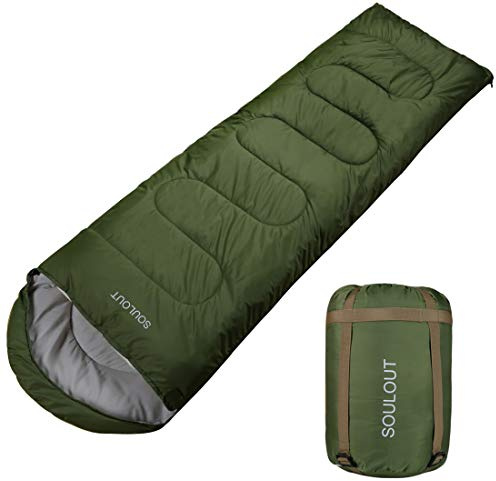 3-4 Season Sleeping Bag for Adults & Kids, Lightweight Warm Cold Weather Camping Bag with Waterproof Compression Sack – Portable for Hiking, Backpacking, Traveling & Outdoor Adventures (Army Green)