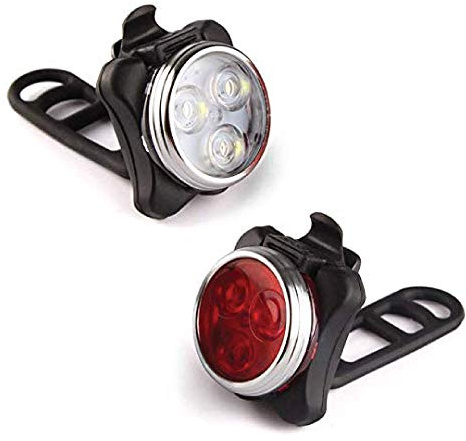 PCL Media ltd lätt vattentät USB-uppladdningsbar cykel LED-cykelljus, fram och bak, röd och vit