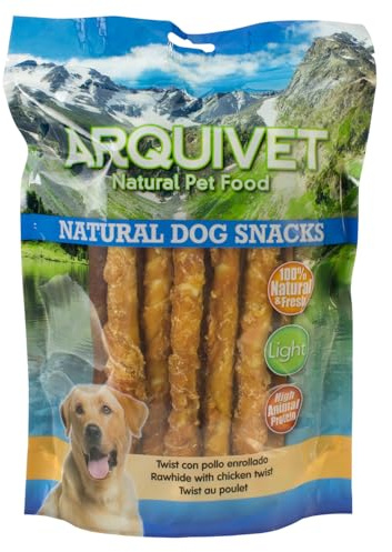 Arquivet - Twist con Pollo Enrollado 24 cm (Bolsa 1 Kg) - Snacks Naturales para Perros