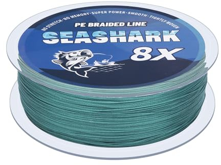 Seashark Línea de pesca trenzada de color nunca se descolora 8 hilos súper fuerte PE línea de pesca resistente a la abrasión alambre de pesca cero estiramiento múltiples colores 6 libras a 80 libras