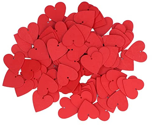 100 Pezzi di Cuori di Legno, 4 Cm / 1,57 Pollici Ciondolo in Legno Dipinto con Amore, Artigianato Forma di Cuore con Trucioli Legno, Decorazione Artigianale per Lezioni D'arte, Organizzazione