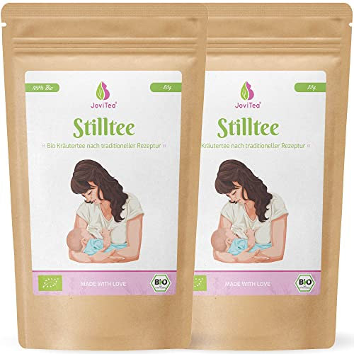 JoviTea® Stilltee Spar Set zur Anregung der Milchbildung und zum Ausgleich des Feuchtigkeitshaushalts, 100% Bio mit Bockshornklee, Fenchel, Anis, Zitronenverbene, Kümmel und Dillsamen - 2x 80g