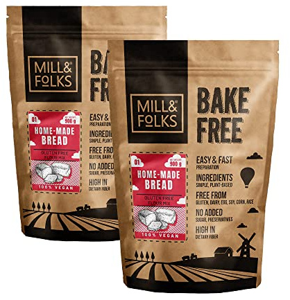 Mill & Folks Bake-Free Home-made Bread Flour Mixture 2 X 900g | Vegan & Gluten-free