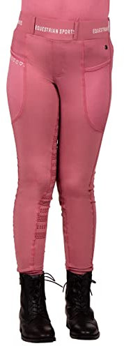 QHP Jady Pantalon d'équitation pour enfant Demi-bordure Rose Desert FS/23 Taille 19 Taille 128