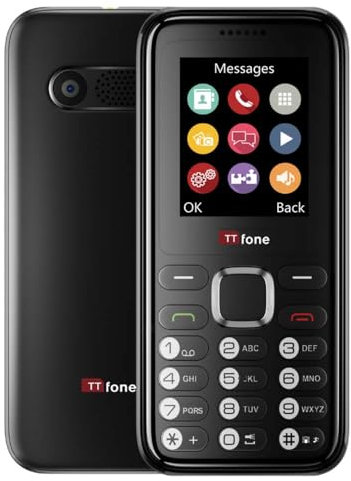 TTfone TT150 Unlocked Basic Mobile Phone UK Sim Free with Bluetooth, Long Battery Life, Dual Sim with camera and games, easy to use, Pay As You Go (Vodafone, with £0 Credit, Black)
