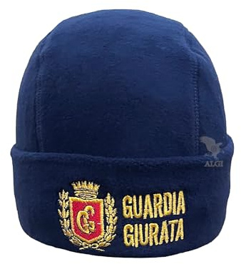 Cappello Tondo Blu in Pile Antipilling GUARDIA GIURATA ORO CON ALLORO ROSSO