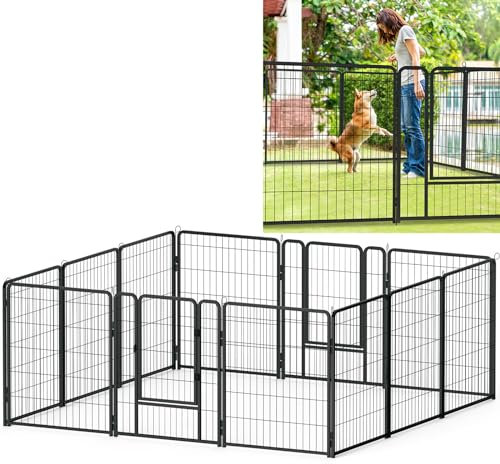 YUENFONG 12 TLG Welpenlaufstall Welpenauslauf 80cm hoch, Freilaufgehege Hundelaufstall Tierlaufstall mit Tür, für Hunde Kaninchen Kleintiere(XXL, 792x65x80cm)