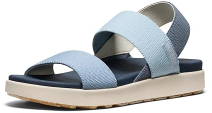 KEEN Women's Elle Backstrap Casual Platform Open Toe Wedge Sandals, Faded Denim/Skyway, 9
