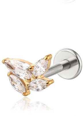 Limerencia Boucles d'oreilles à tige en titane hypoallergénique ASTM F136-18G - 6 mm, 8 mm, 10 mm - Dos plat - Pour tragus, hélix, conque, cartilage, nez, lèvre, 6mm, 8mm, 10mm, Titane, Pas de gemme