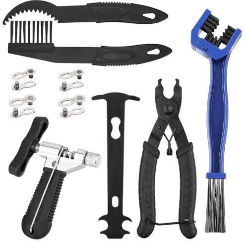 DASIAUTOEM Kettennieter Fahrrad, Fahrradkette Reparatur Set, Kettenwerkzeug, Fahrradwerkzeug, Inklusive Fahrradreinigungsbürste Kettenzange Kettenschlosszange