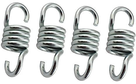 BESTonZON 4pezzi Molla per Sedia Sospesa in Ferro Argento Capacità 200kg Struttura Robusta e Basso Rumore per Amaca da Giardino e Uso Esterno