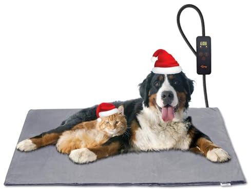Toozey Tappetino termico elettrico per cani, 90 x 60 cm, 4 timer regolabili e 6 temperature regolabili, tappetino riscaldante sicuro per animali domestici con copertura in velluto di cristallo