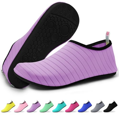 KATLKIU Water Shoes – Unisex Quick-Dry Swimming Shoes-Lightweight & Comfortable Beach Shoes for Men, Women– Non-Slip Sole for Swimming, Surfing & Walking-Purple-40-41