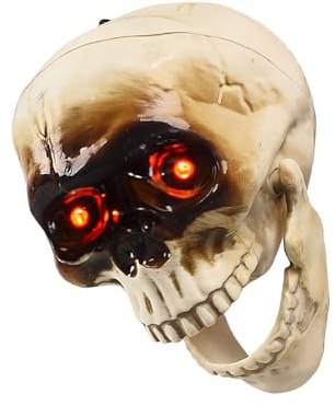 Qsvbeeqj Tête de mort parlante animée avec œil clignotant et mâchoire mobile pour Halloween Accessoire de fête terrifiant