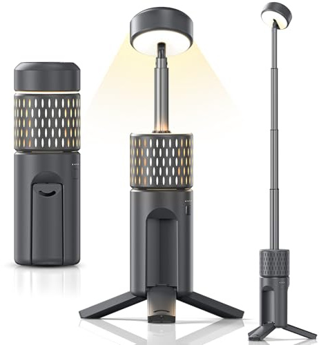 AURIVEE Lampe de Camping Télescopique Rechargeable,14000mAh LED Multifonction, Aimantée & avec Trépied, Étanche IPX5, Lanterne de Tente, Lampe de Chantier pour Camping, Extérieur, Urgence