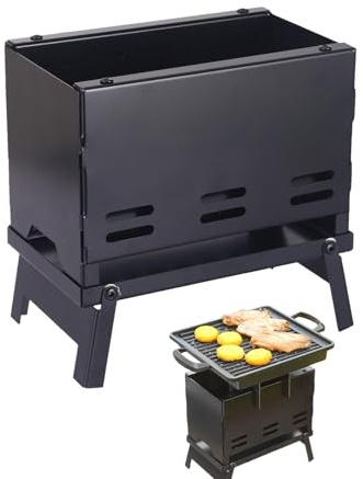 Barbacoa de carbón vegetal | horno plegable para barbacoa | barbacoa compacta mini | para jardín, balcón, viajes, picnic, exterior, cocina, barbacoa, camping