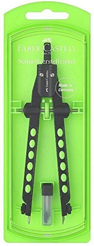 Faber-Castell 174335 - Schnellverstellzirkel, Factory Neon (Grün)