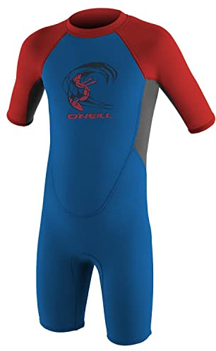 O';Neill Toddler Kids Youth Junior Reactor 2 MM Tuta in neoprene con cerniera Shorty Ocean Graphite Red - Unisex Blu-2 anni