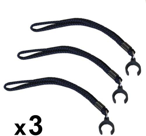 KMINA Walking Stick Wrist Straps for 0.7 - 0.9 Tubes (x3 Units) Cane and Crutch Strap Leash for Seniors and Mobility Aid, Nylon, Black
