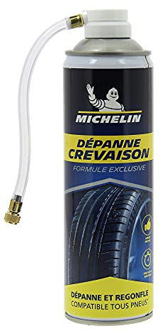 MICHELIN Répare-Crevaison 500ml – Bombe Anti-crevaison Voiture, SUV, Utilitaire, Caravane, réparation et regonflage instantané sans démontage, Tous pneus Jusqu’à 245 mm, Formule brevetée