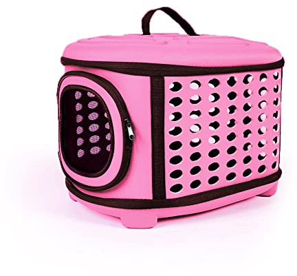 Cat Carrier Large, Foldable Cat Transport Box with Large Space, Cat Travel Bag with Top Opening+Soft Mat, Breathable Pet Carrier Bag for Puppy and Cat (Pink)