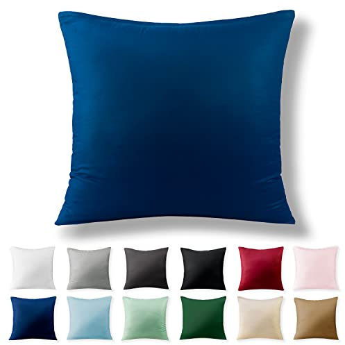 Alreya Renforcé Kissenbezug 80 x 80 cm - 100% Baumwolle mit Reißverschluss, Superweicher Kopfkissenbezug 80x80, Kissenhülle, Blau, nur Kissenbezug