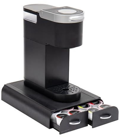 Mind Reader Single Serve Pod Organizer, 2 Drawers, 24 Pod Capacity, Keurig Mini Compatible, Black