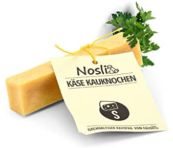 Nosli Käseknochen Hund • Natürlicher Käse für Hunde • Kauknochen aus Hartkäse • Käse Kauknochen aus Kuhmilch • Kauspaß & Zahnpflege • S (30-50g)