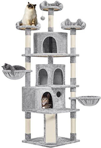 Yaheetech 194cm Large Cat Tree, Multi-Level Cat Tower with Comfy Condos, Scratching Posts, Cozy Perches, Cat Bed Furniture for Indoor Cats