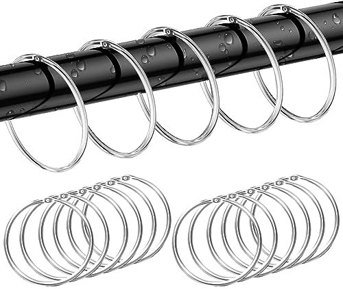 CANIPHA 12 Pack Duschvorhang Ringe, Metall, Runde Dusche Ring Haken, Sliver Rustproof, O-förmiges Design, Leicht zu öffnen und zu schließen