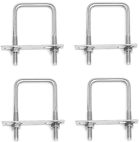Bebochoi 4 Stück U-Schrauben M8 70x100mm U Bolzen Vierkant U-Bolzen Edelstahl Bügelbolzen Mit Muttern und Rahmenplatte U-Bügel Für Abschleppen Von Autos Und Schiffen Reparatur Von Pipelines