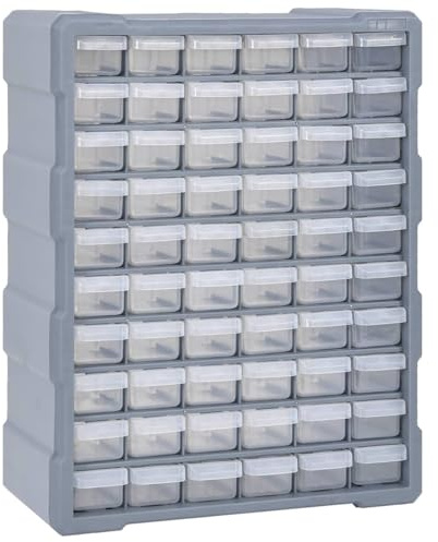 Gecheer Multi Schubladen Organizer mit 60 Schubladen Sortimentskasten Kleinteilemagazin Aufbewahrungseinheit Werkzeugschrank Bastelbox Werkzeug-Organizer Sortierkasten Sortimentskoffer 38x16x47,5 cm