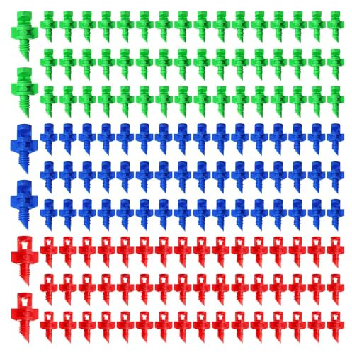VooGenzek 150 Pièces Micro Buse D'arrosage de Jardin, 90/180/360 Degrés Micro Jardin Pelouse Eau Brumisateur Buse, Mini Jardin D'irrigation Buse de Pulvérisation Arroseur Système D'irrigation