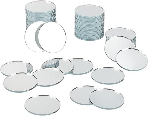 SSyang 200 Piezas de Mini Tamaño Redondo Espejo, 2cm Cristal Azulejos Decorativos de Mosaico para Proyectos de Arte Y Manualidades Viajes Enmarcado Decoración del Hogar de La Habitación (Plata)