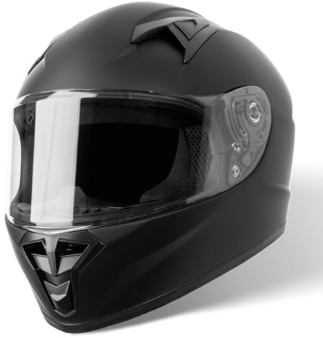 VINZ Parana Motorradhelm Kinder | Fullface Helm Kinder Integralhelm | Kinderhelm Motorrad, Roller, Mofa & Moped in Gr. YS-YXL | ECE 22.06 Zertifiziert | Erhältlich in 3 Farben - Matt Schwarz